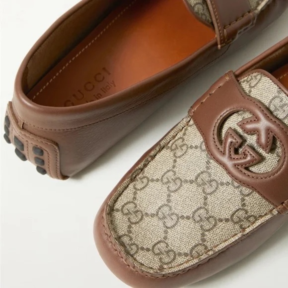 Gucci Brown Interlocking G Driver Loafers - Picture 12 of 14